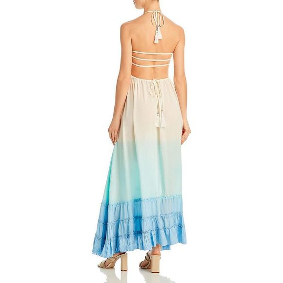 Tiare Hawaii Womens Bellini Blue Open Back Tiered Beachwear Cover-Up NWT - Picture 2 of 2